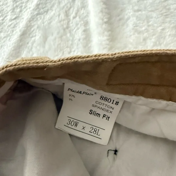 Plaid + Plain Khaki Slim fit Stretch Flat Chino  Pants 30x28 - Picture 4 of 7